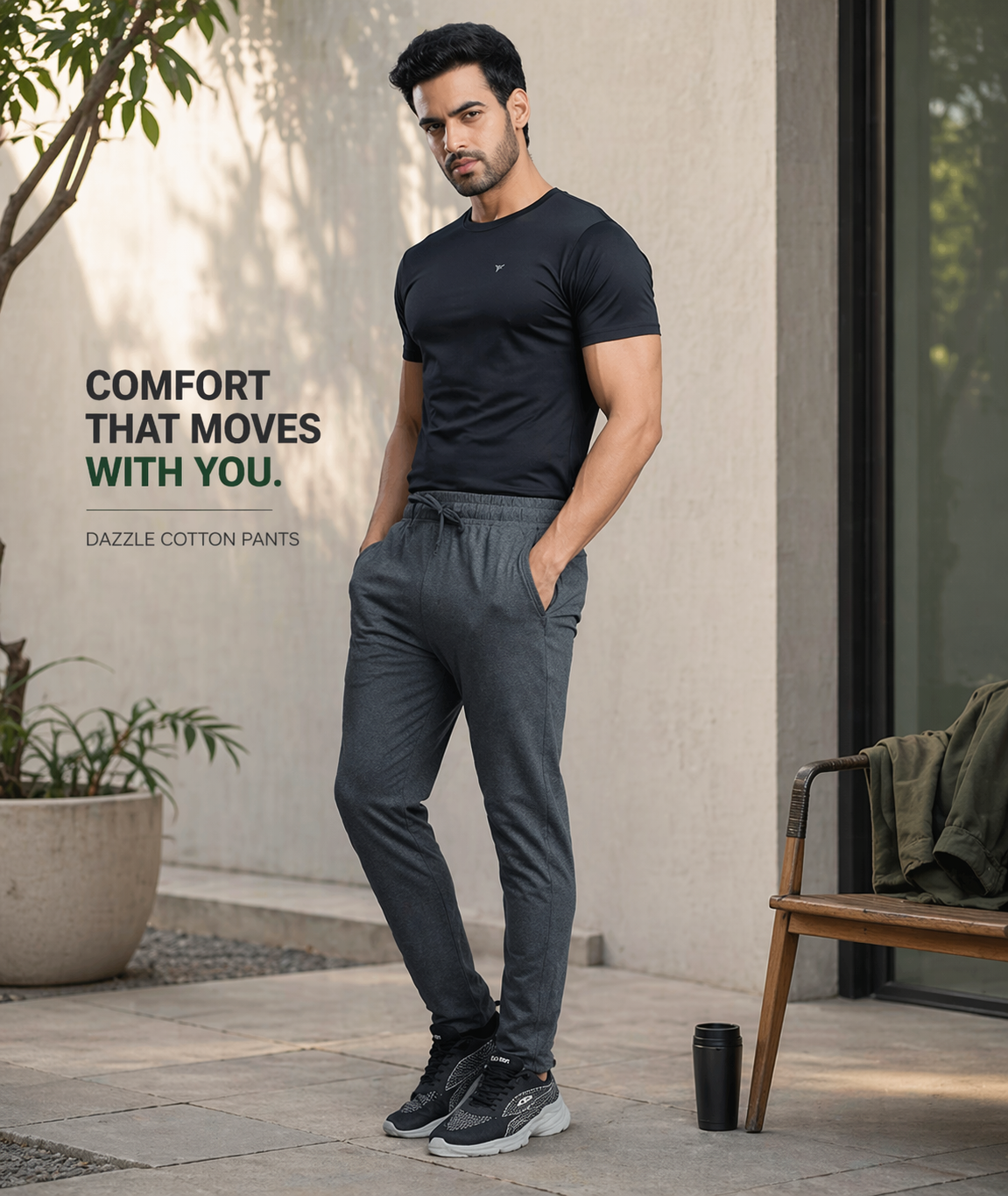 Men’s cotton trousers with breathable fabric and all-day comfort for casual and office wear