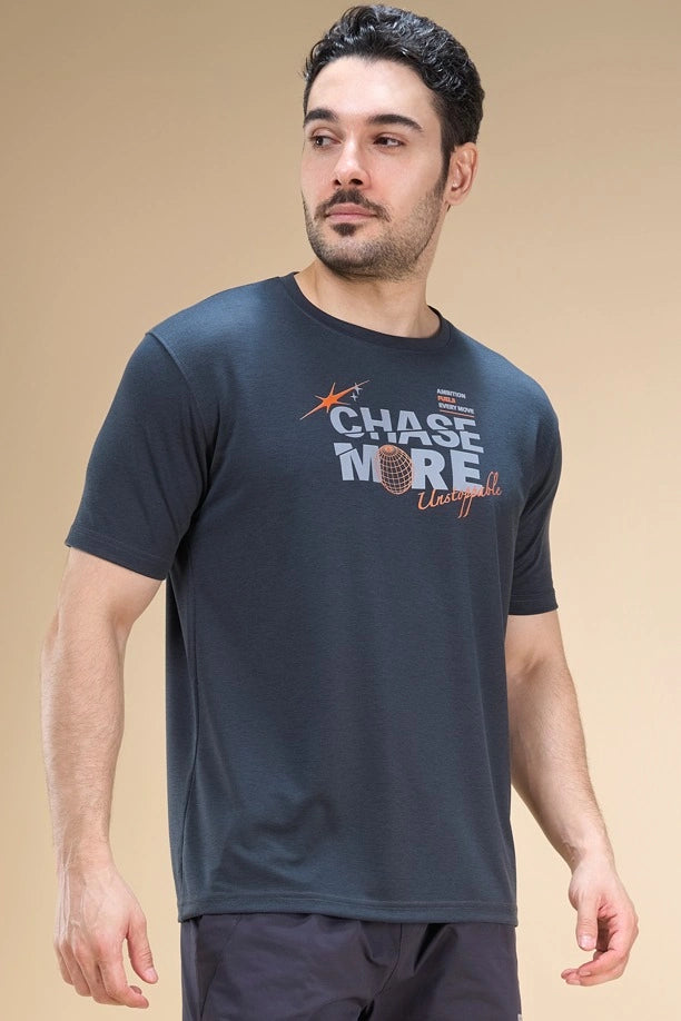 Men Regular Fit Printed Round Neck Tee