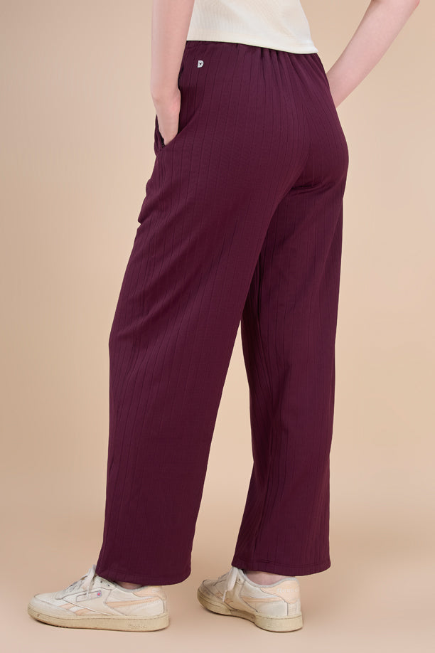 Women Textured Wide Leg Pants with COTEX