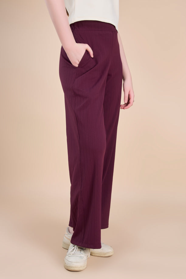 Women Textured Wide Leg Pants with COTEX