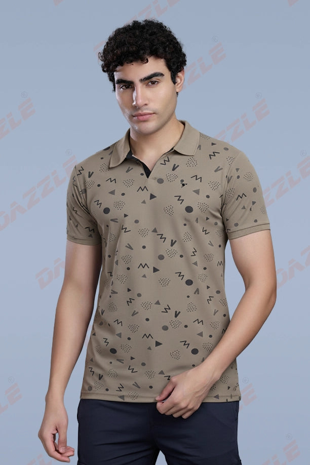 PRINTED MATTY T-SHIRT - LIGHT BROWN