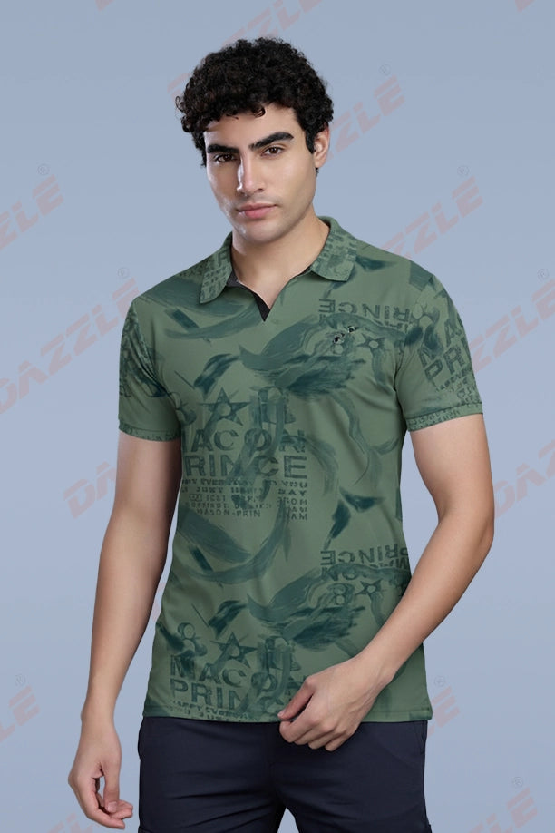 PRINTED MATTY T-SHIRT - ARMY GREEN