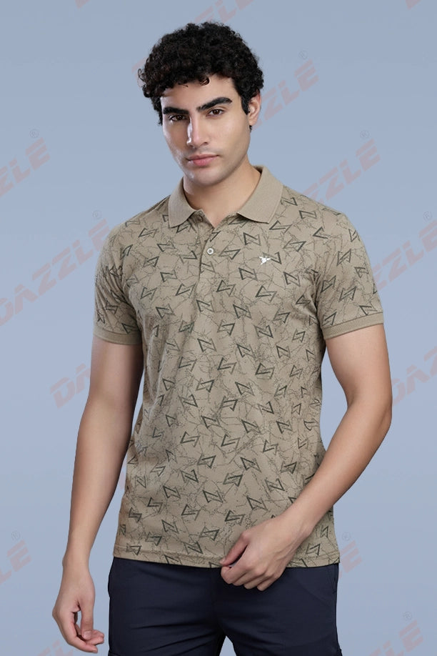 PRINTED MATTY T-SHIRT - SAND BROWN