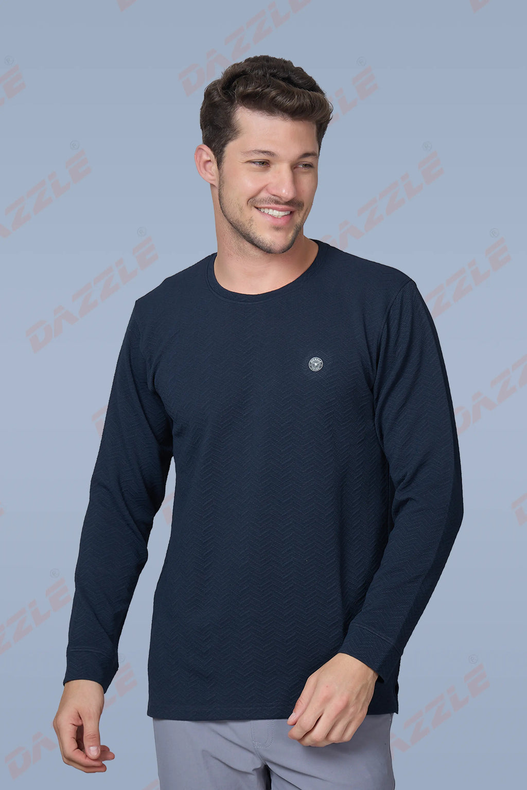 WAVE FULL SLEEVE TSHIRT- NAVY BLUE