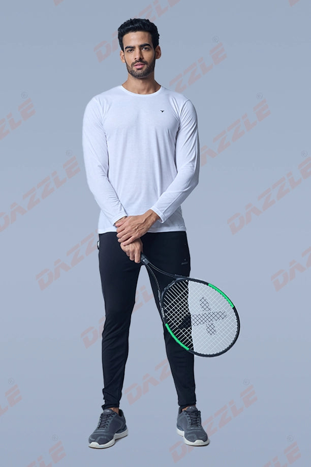ROUND NECK FULL SLEEVES T- SHIRT - WHITE