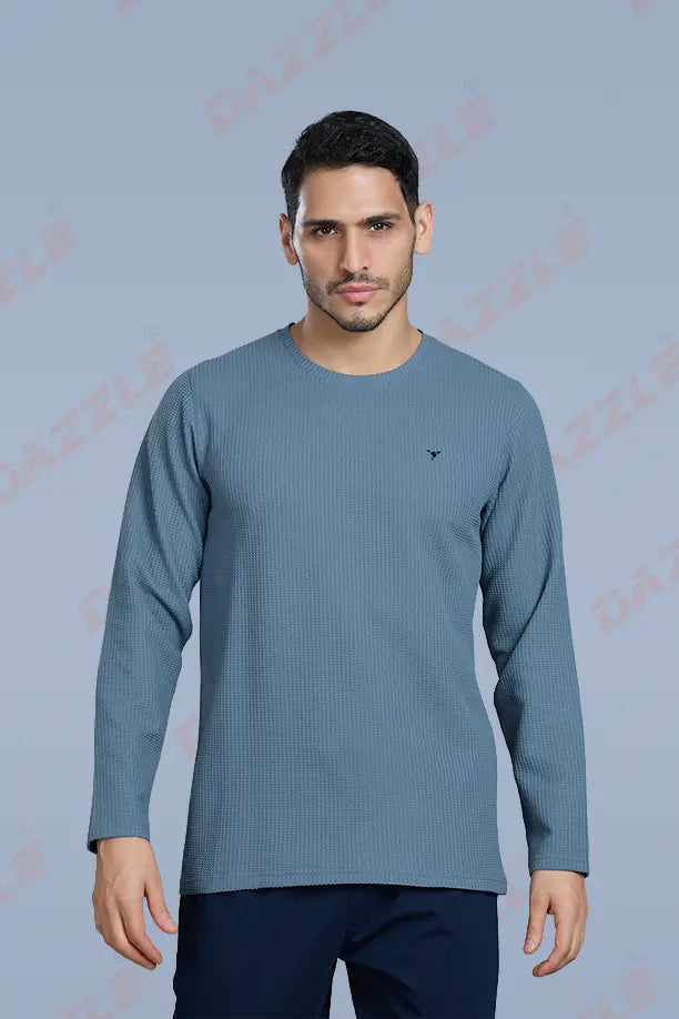 BOOST ROUND NECK FULL SLEEVE T SHIRT - CHINA BLUE