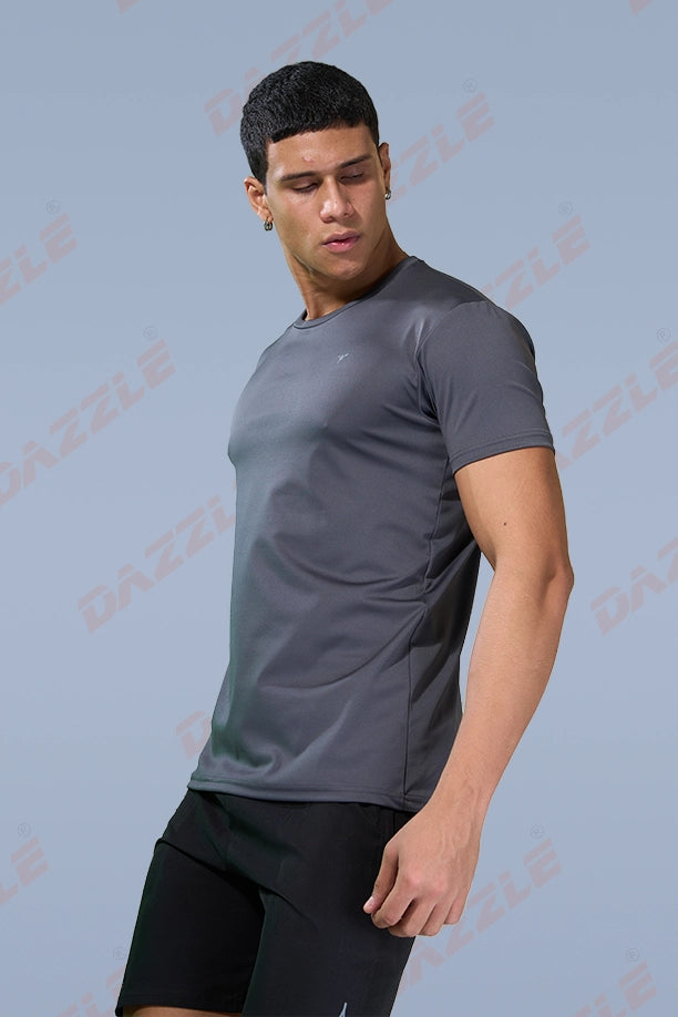 BUTTER LYCR R-NECK T-SHIRT - DARK GREY