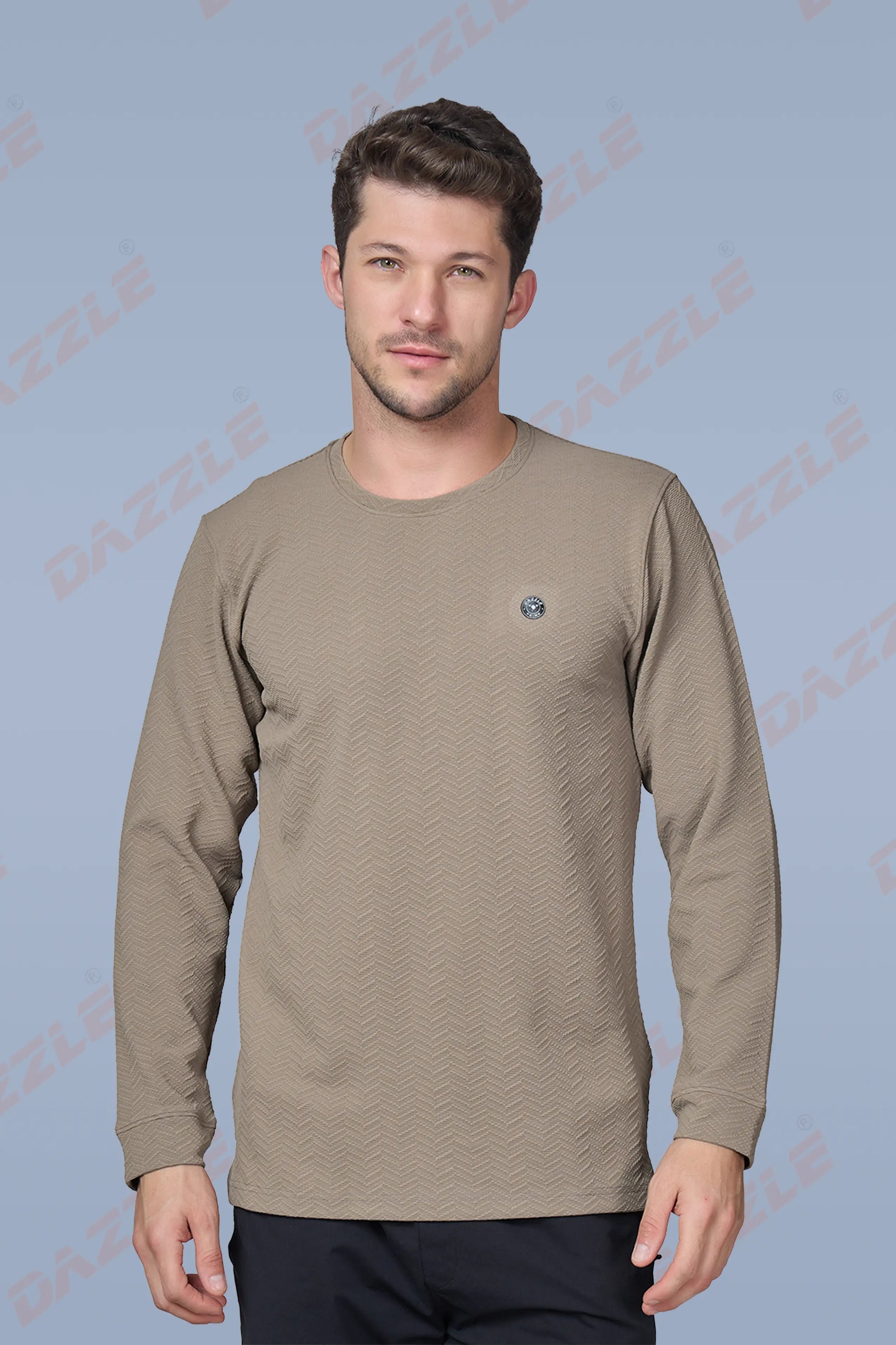 WAVE FULL SLEEVE TSHIRT- LIGHT BROWN