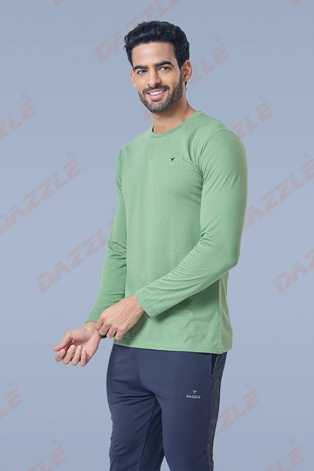 ROUND NECK FULL SLEEVES T- SHIRT - GREEN