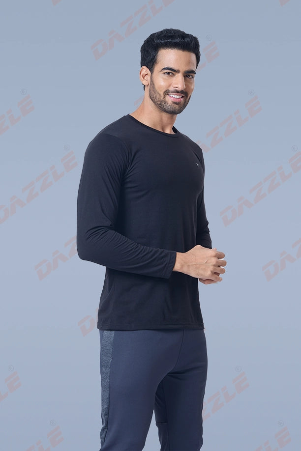 ROUND NECK T-SHIRT FULL SLEEVE (PC) - BLACK