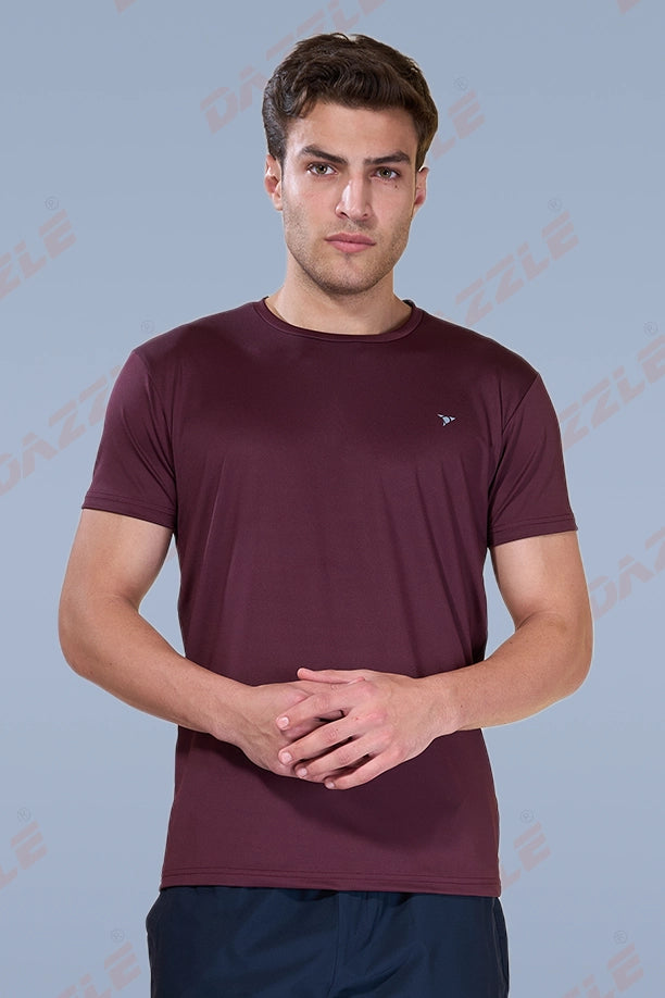 BUTTER LYCR R-NECK T-SHIRT - MAROON