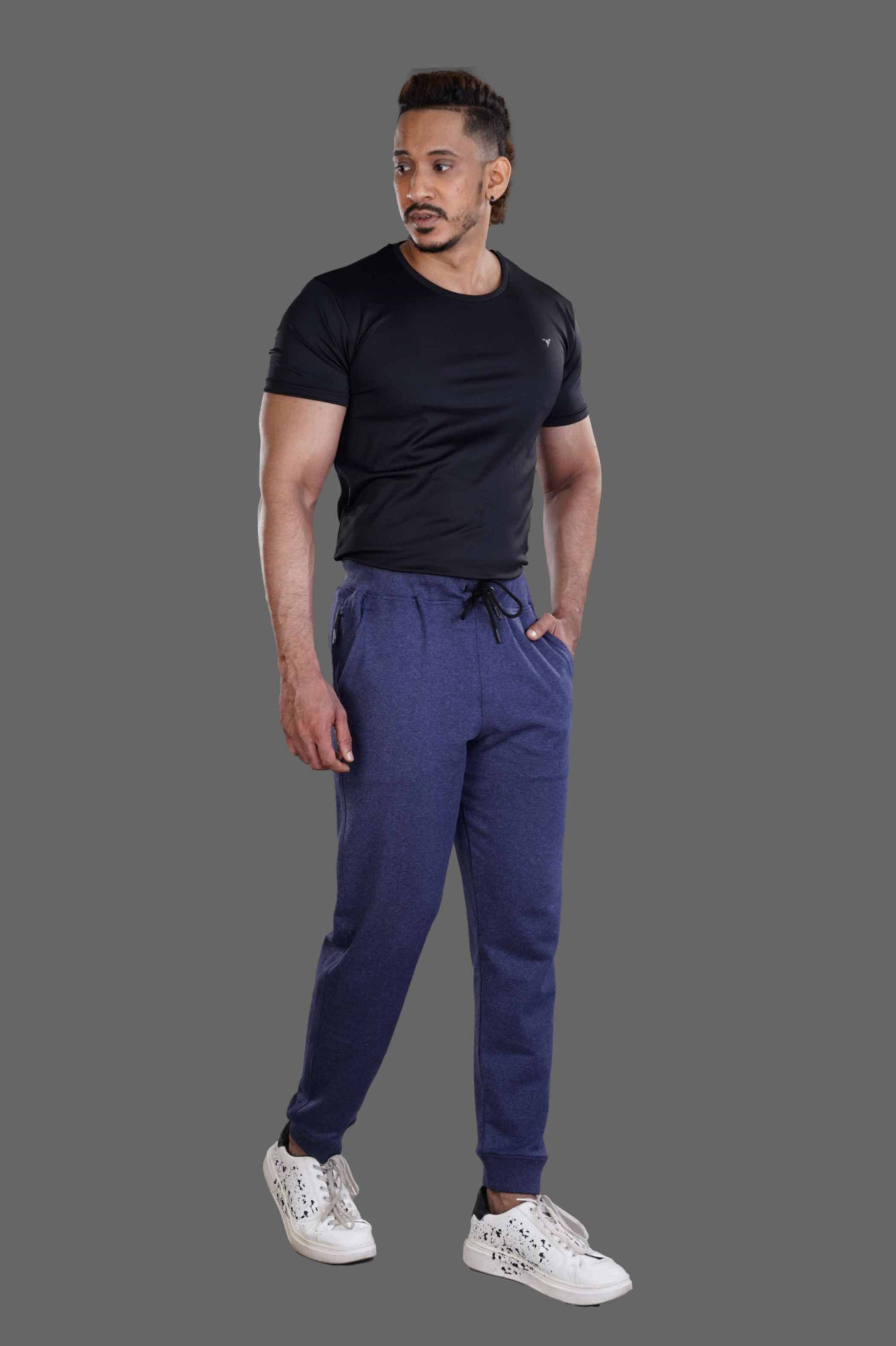 COTTON JOGGER - MELANGE BLUE