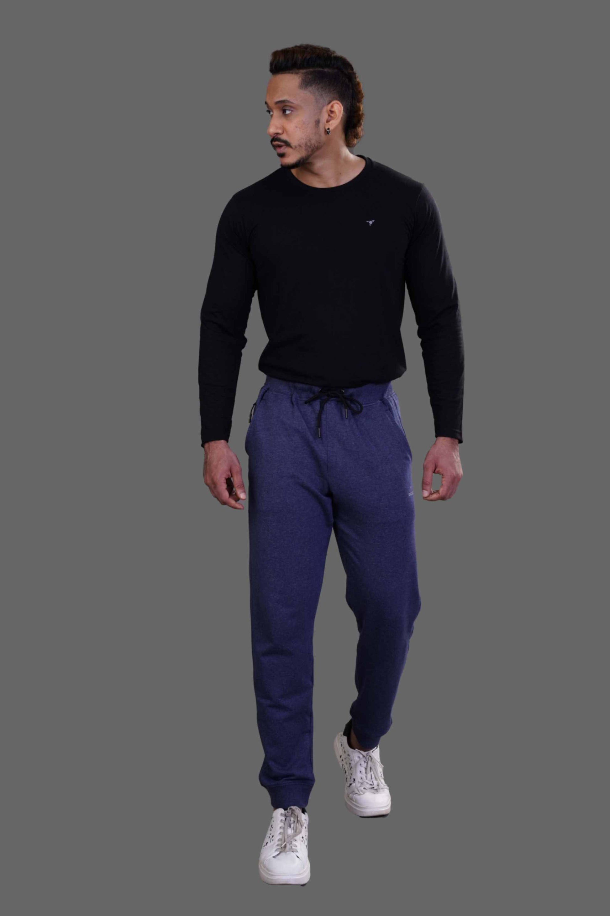 COTTON JOGGER - MELANGE BLUE