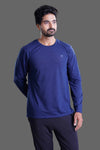 ROUND NECK FULL SLEEVES T- SHIRT - NAVY BLUE