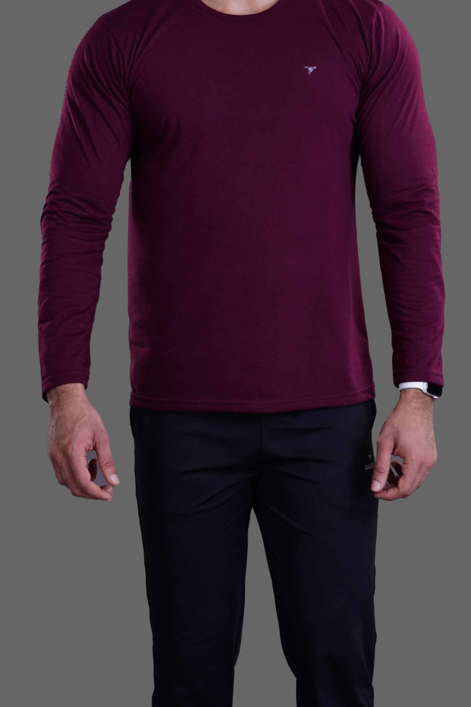 ROUND NECK FULL SLEEVES T- SHIRT - ITALIAN PLUM
