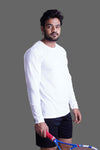 ROUND NECK FULL SLEEVES T- SHIRT - WHITE