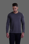 ROUND NECK FULL SLEEVES T- SHIRT - MELANGE BLACK
