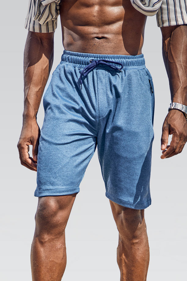 blue athletic shorts outfit