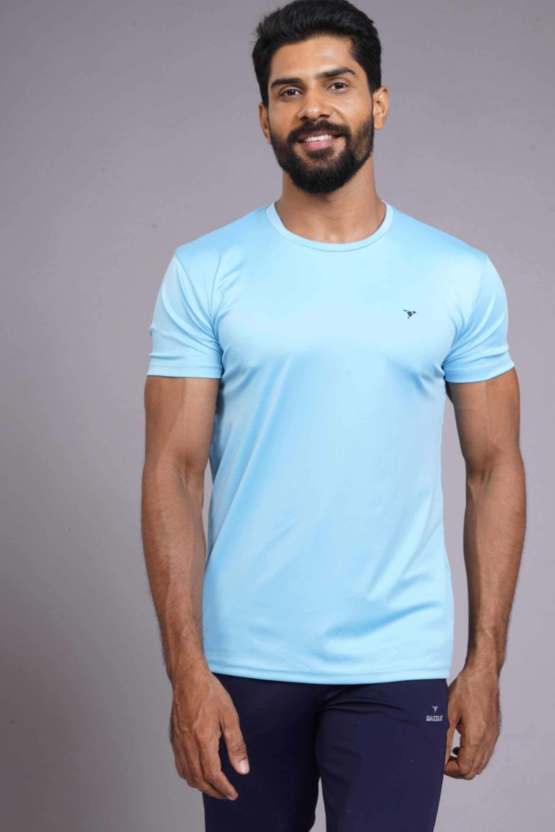 BUTTER LYCR R-NECK T-SHIRT - SKY BLUE