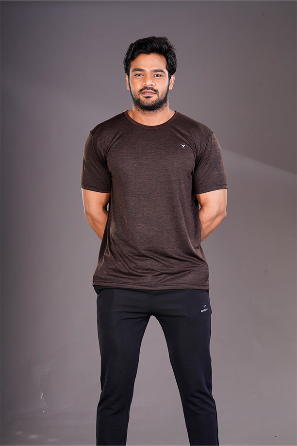 DRYFIT ROUND NECK T- SHIRT - COFFEE