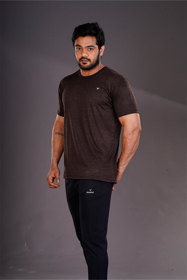 DRYFIT ROUND NECK T- SHIRT - COFFEE