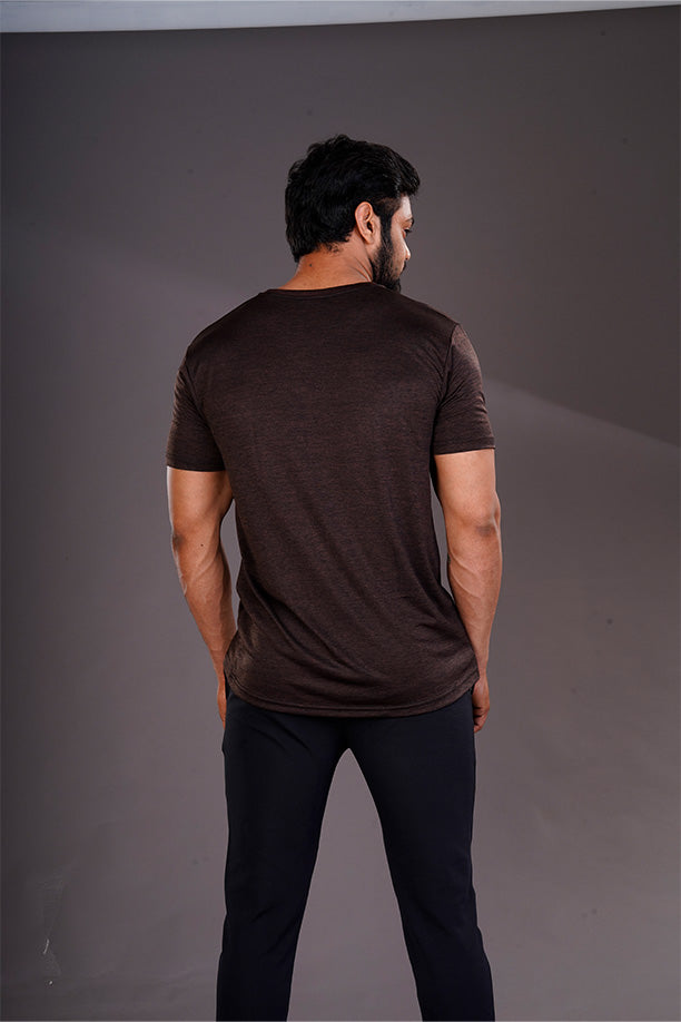 DRYFIT ROUND NECK T- SHIRT - COFFEE