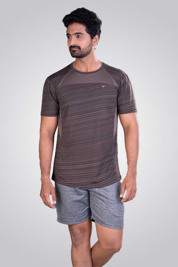 CRAZY FANCY ROUND NECK T-SHIRT - COFFEE