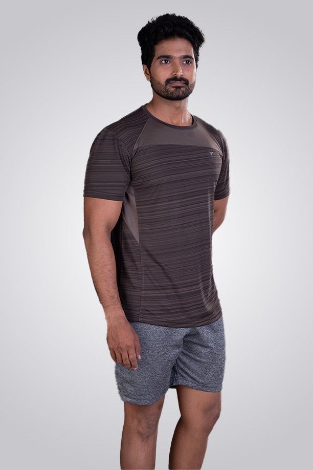 CRAZY FANCY ROUND NECK T-SHIRT - COFFEE