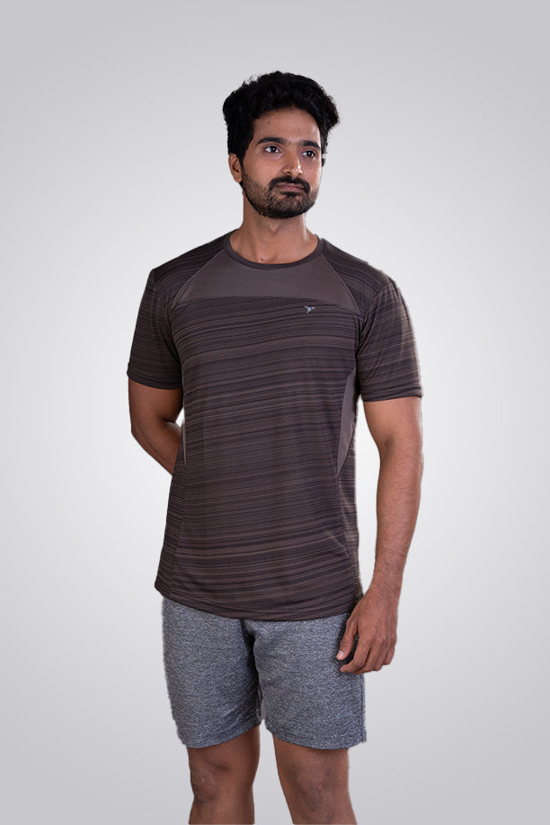 CRAZY FANCY ROUND NECK T-SHIRT - COFFEE