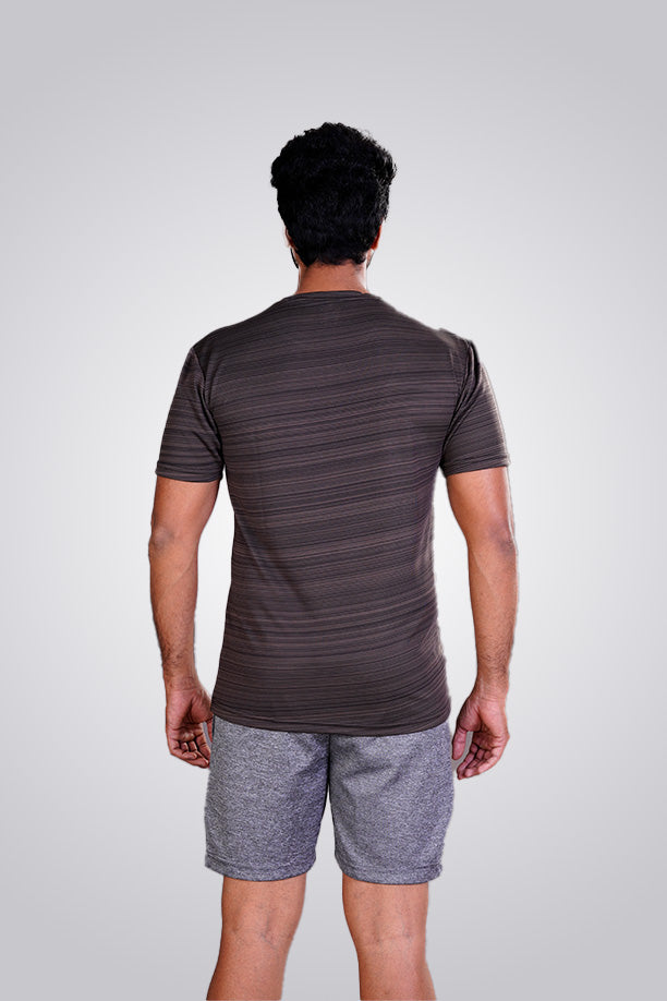 CRAZY FANCY ROUND NECK T-SHIRT - COFFEE