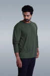 ROUND NECK FULL SLEEVES T- SHIRT - DARK GREY