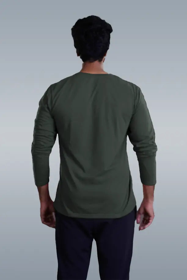 ROUND NECK FULL SLEEVES T- SHIRT - DARK GREY