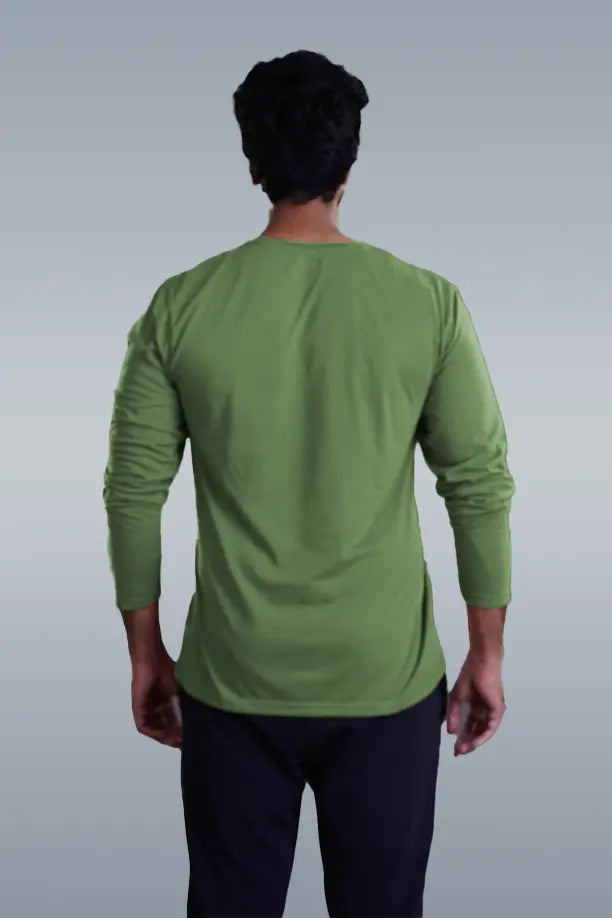 ROUND NECK FULL SLEEVES T- SHIRT - GREEN
