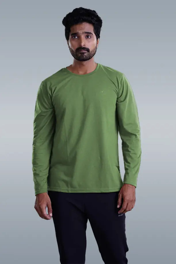 ROUND NECK FULL SLEEVES T- SHIRT - GREEN