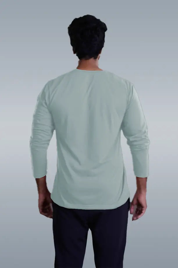 ROUND NECK FULL SLEEVES T- SHIRT - MEDIUM GREY