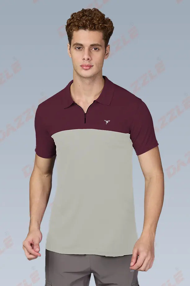 SPRING T SHIRT - MAROON CAMEL