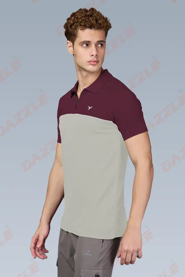 SPRING T SHIRT - MAROON CAMEL