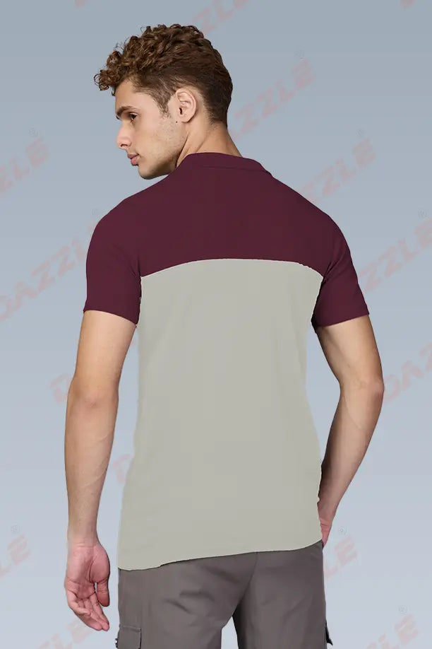 SPRING T SHIRT - MAROON CAMEL
