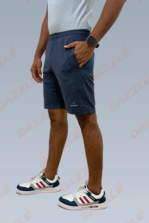 CRAZY COTTON LONG SHORTS - MELANGE BLUE