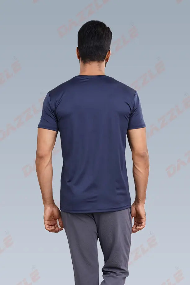 BUTTER LYCR R-NECK T-SHIRT - AIR FORCE BLUE