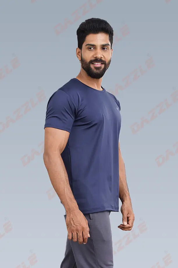 BUTTER LYCR R-NECK T-SHIRT - AIR FORCE BLUE