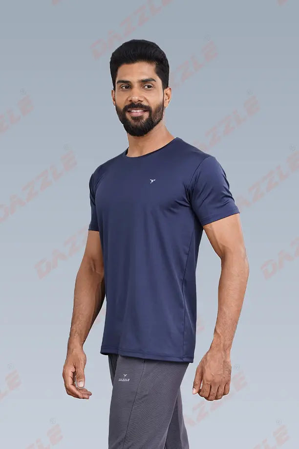 BUTTER LYCR R-NECK T-SHIRT - AIR FORCE BLUE