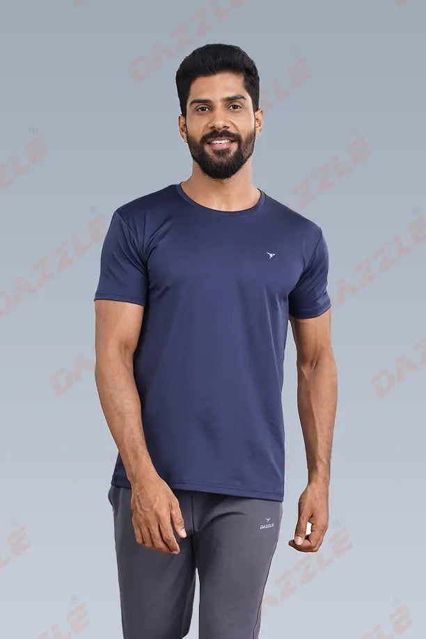 BUTTER LYCR R-NECK T-SHIRT - AIR FORCE BLUE