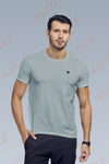 COTTON LYCRA CREW NECK T-SHIRT - LIGHT GERY