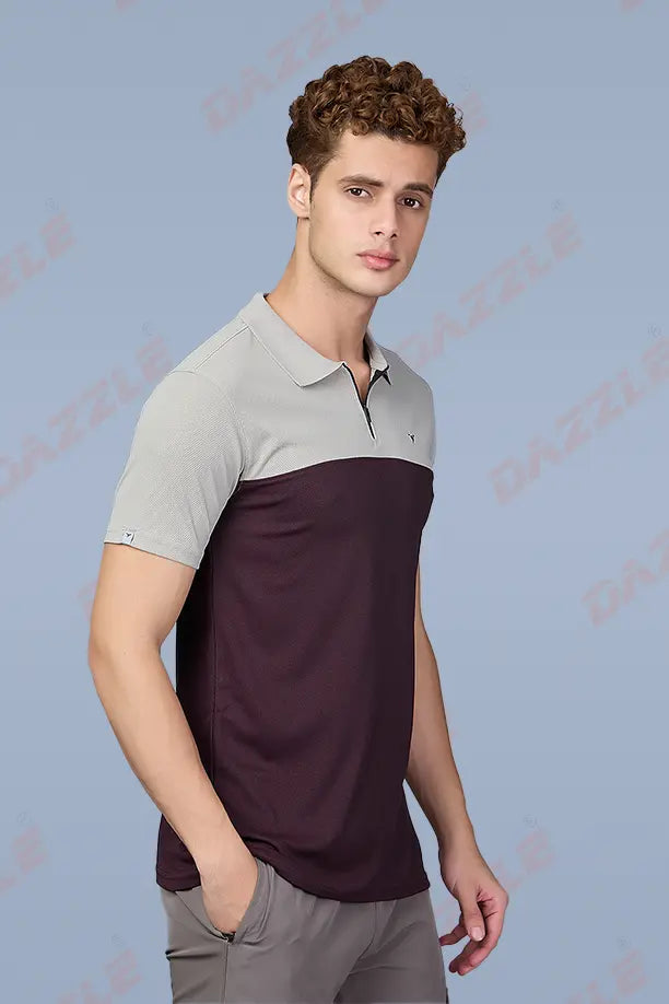 SPRING T SHIRT -CAMEL MAROON