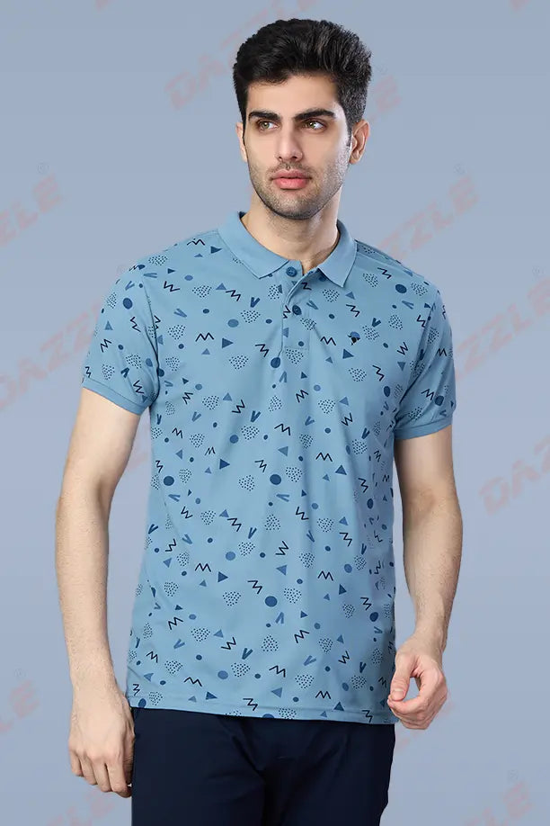 PRINTED MATTY T-SHIRT - SKY BLUE