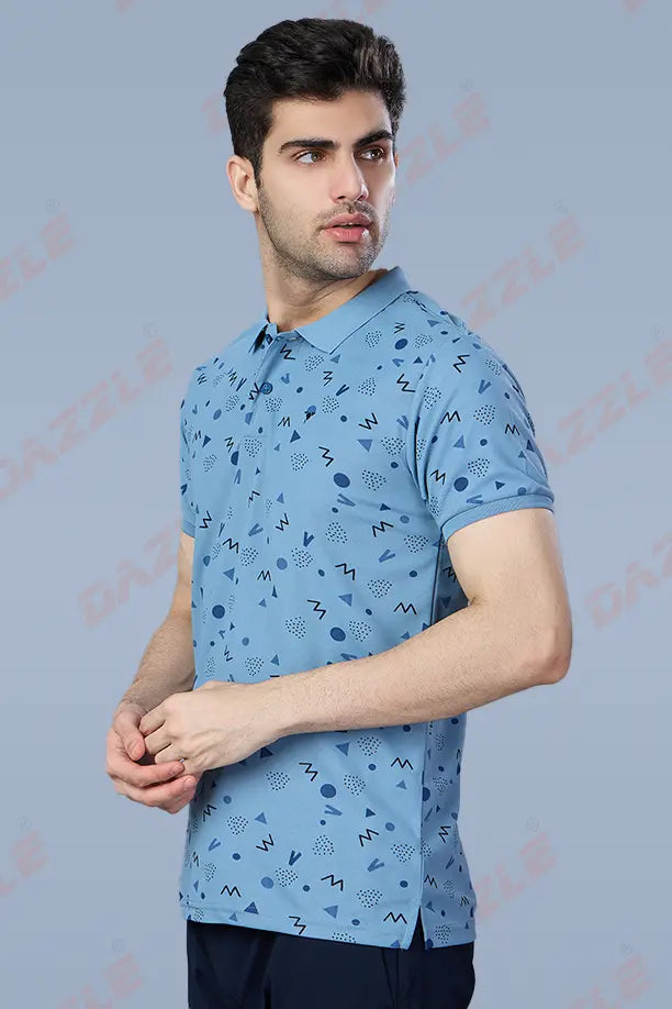PRINTED MATTY T-SHIRT - SKY BLUE