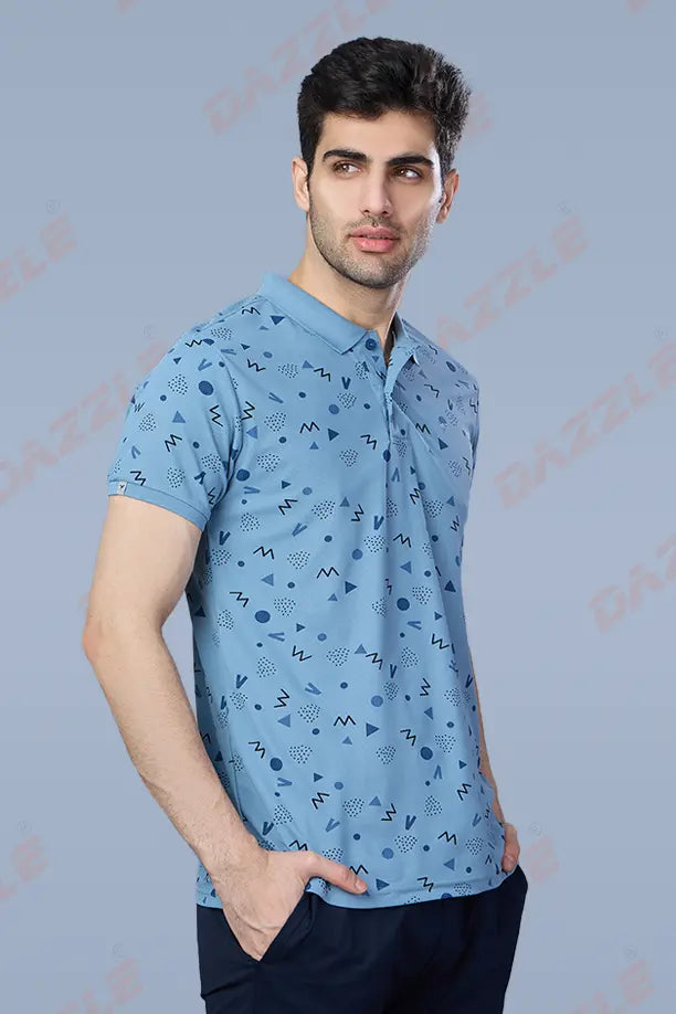 PRINTED MATTY T-SHIRT - SKY BLUE