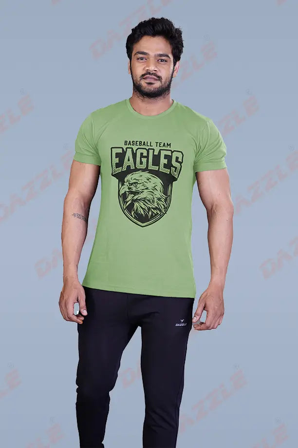 PRINTED ROUND NECK T-SHIRT PRINT - EAGLES-GREEN