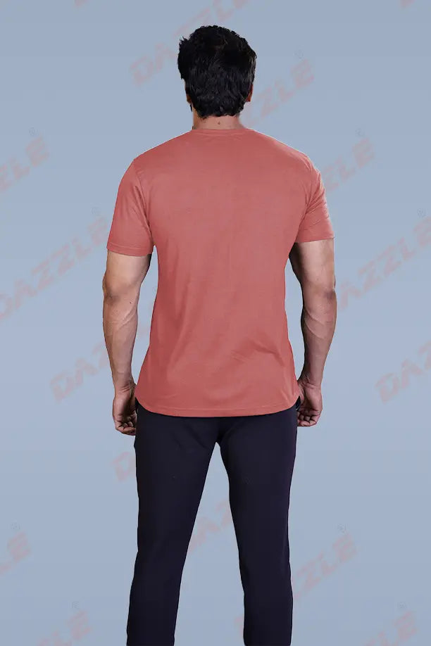 PRINTED ROUND NECK T-SHIRT PRINT - MOTOR CYCLES-BRICK RED